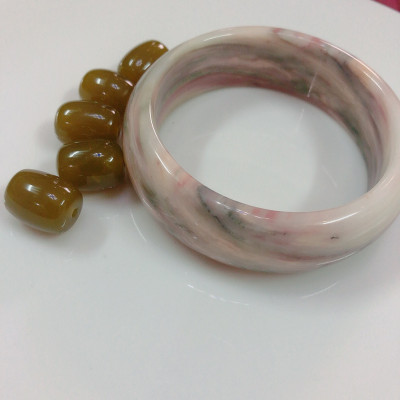 Vòng tay đá cẩm thạch ngọc màu thổ cẩm tự nhiên 100%cho tất cả các mệnh