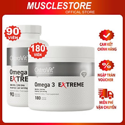 Ostrovit Omega 3 Extreme (90/180Viên), Viên Dầu Cá Siêu Cô Đặc, Hàm Lượng Cao 500mg EPA / 250mg DHA