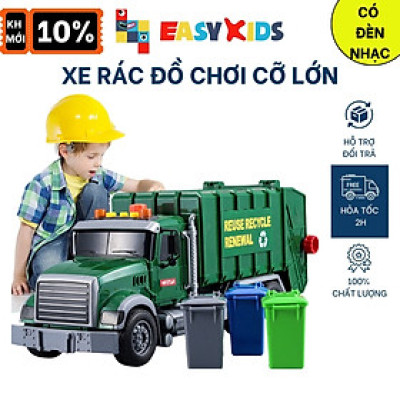 Xe Rác Đồ Chơi, Xe Chở Rác Đổ Rác Cỡ Lớn Cho Bé Có Đèn Nhạc