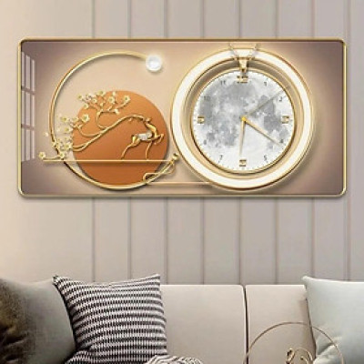 (HCM) Tranh đồng hồ tráng gương họa tiết sang trọng 2 kèm đinh treo chuyên dụng