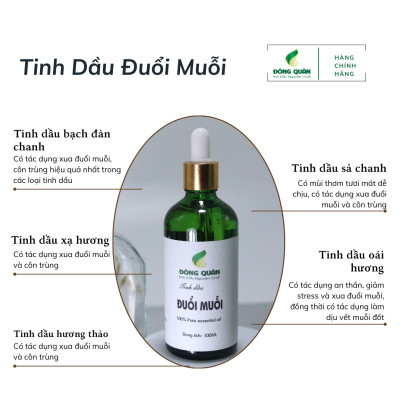 Tinh Dầu Đuổi Muỗi Nguyên Chất Đông Quân Có Tác Dụng Làm Thơm Phòng, Xua Đuổi Muỗi Và Côn Trùng, Khử Mùi Hôi, Thư Giãn 100ml/lọ