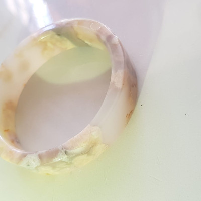 Vòng tay Nữ Mã Não Bản Vuông bông rau câu Ni 50mm x cao 13mm x dầy 5mm Nữ 45kg - 50kg đeo đẹp xinh tay lắm ạ