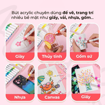 Hộp 36 Bút Lông Màu Acrylic Markers 1 Đầu - Colokit ACM-C005