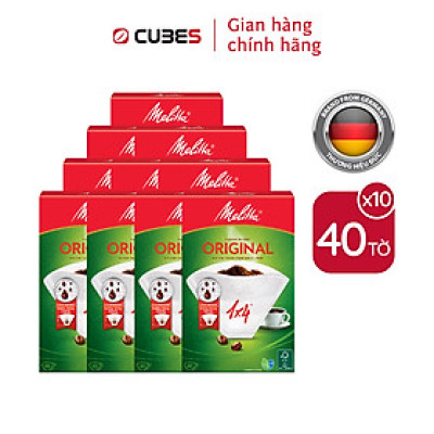 Giấy Lọc Cà Phê Melitta Original 1x4 Hộp 40 tờ nhập Đức, lọc siêu vi 3 tầng tăng hương vị - Hàng chính hãng