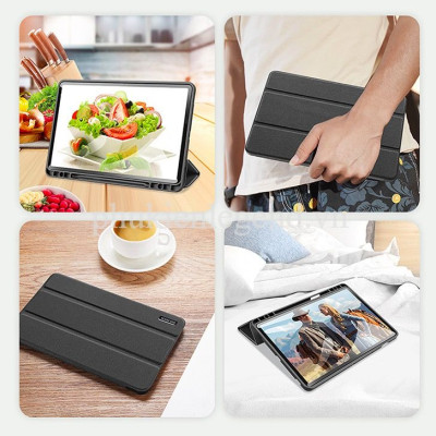Bao da cho Samsung Tab S7 Fe , Tab S7 Plus , Tab S8 Plus Dux Ducis Domo chính hãng (có khay đựng bút) - Hàng Nhập Khẩu 