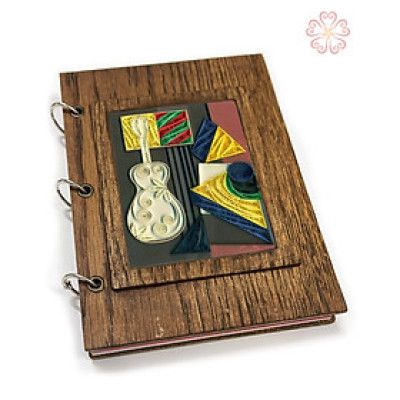 Sổ tay giấy xoắn kết hợp bìa gỗ veneer size 13.5x18.5 nhiều mẫu mã hình minh họa nghệ thuật trừu tượng .