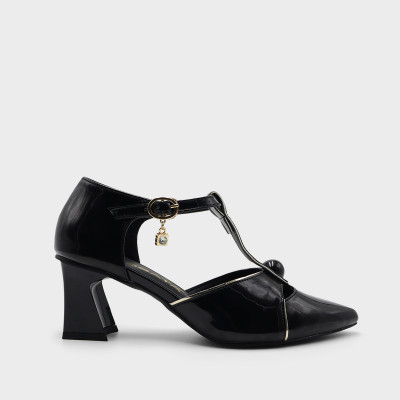 Giày sandal nữ cao gót 5 phân hàng hiệu rosata hai màu đen trắng ro535