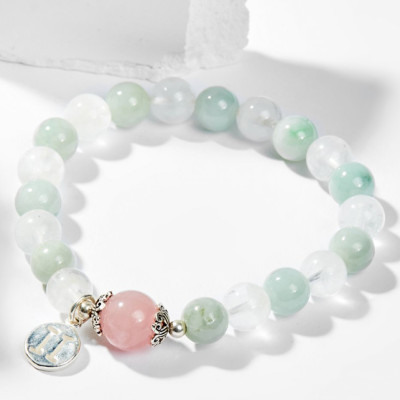 Vòng Tay Phong Thủy Nữ Đá Cẩm Thạch Phỉ Thúy Mix Ưu Linh Trắng (8mm) Nhiều Mệnh Ngọc Quý Gemstones