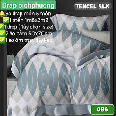 Bộ Drap gối CÓ MỀN Tencel vải nhập Hàn Quốc ,đỉnh cao mát mềm mại { drap mền và 3 áo gối} 
