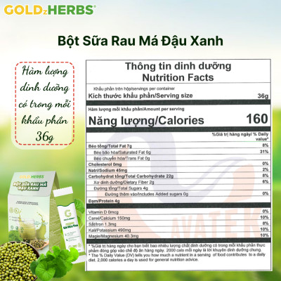 Bột sữa rau má đậu xanh GoldzHerbs – 14 gói/ 500g