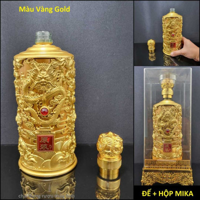 Bình Thủy Tinh Đựng Rượu 1000ml cao cấp mẫu đế vương hoa văn rồng - 4 màu lựa chọn - Chai Đựng Rượu Thủy Tinh decor – Vỏ Chai Rượu Đẹp (H2)