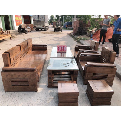 Bộ bàn ghế sô fa trứng đối gỗ sồi nga