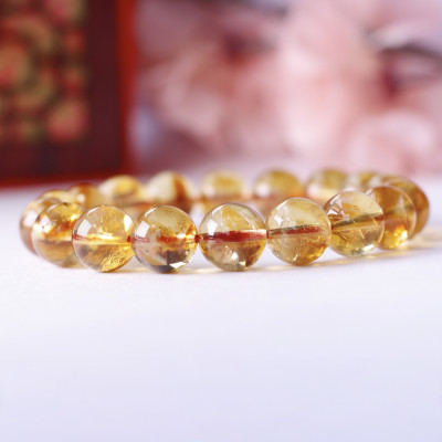 Vòng tay hạt trơn đá thạch anh vàng - citrine mệnh thổ, kim - Ngọc Quý Gemstones