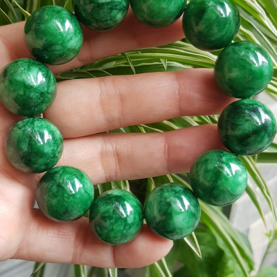 ️Vòng Tay Nam Đá Cẩm Thạch Xanh lá Size lớn hạt 18mm bóng đẹp hợp Các Anh Mệnh Mộc mệnh Hỏa đeo là một món trang sức tuyệt vời cho các quý ông ạ
