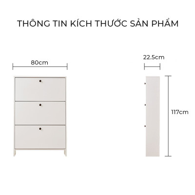 Tủ giày thông minh 3 cánh lật tiết kiệm diện tích gỗ mdf phủ melamin thương hiệu IGA - GP321
