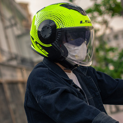 Mũ Bảo Hiểm 3/4 Hai Kính LS2 OF570 Verso