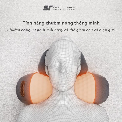 Gối Kê Đầu Massage Túi Khí Kéo Dãn, Tích Hợp Chườm Nóng Công Thái Học, Giảm Đau Mỏi Cổ Vai Gáy - Sairui