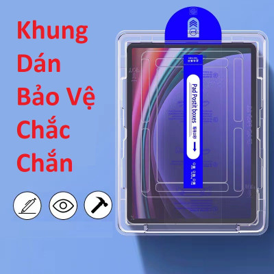 Kính Cường lực Cho Samsung Tab S10 FE, S10 Plus - Vát Cạnh, Có Khung Tự Dán Chuẩn, full màn hình, Chống Va Đập