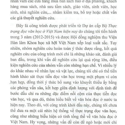 Văn Hóa Đọc Ở Việt Nam Hiện Nay (Từ Thực Tiễn Tiếp Nhận Văn Học)