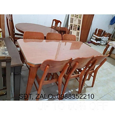 Bàn ăn gỗ sồi 6 ghế kiểm tra hàng trước khi thanh toán