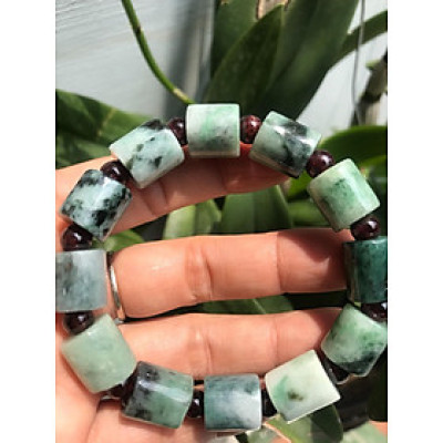 VÒNG CẨM THẠCH KHÚC TỰ NHIÊN XANH NAM ĐEO size 12mm dài 14mm