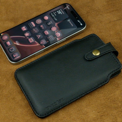 Bao da rút nút cài IONECASE điện thoại 17 pro 16 pro 15 pro 14 pro 13 pro Da Bò Thật mẫu 10 - hàng chính hãng