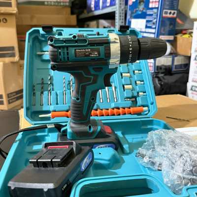 Máy khoan pin 77V Elex 3 chức năng có búa - Tặng kèm 24 chi tiết gồm các mũi khoan + Mũi bắt vít..