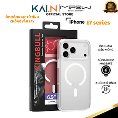 [Dành cho Iphone 17] Ốp Lưng Nhám Siêu Mỏng Sạc Không Dây Magnectic Mipow Kingbull Super Slim Case, Chống Vân Tay_ Hàng chính hãng