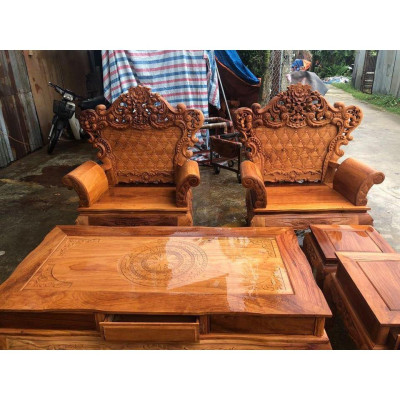 bộ bàn ghế hoàng gia luis gỗ gõ đỏ