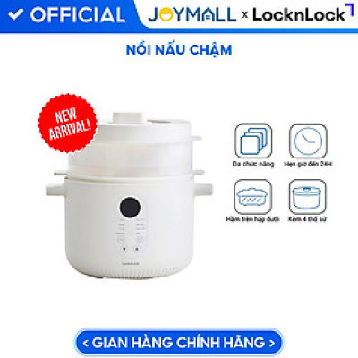 Nồi nấu chậm đa năng 2.5L Locknlock Bianco EJP164IVY, Hàng chính hãng, 4 thố sứ đi kèm, 7 chức năng, giữ ấm - JoyMall