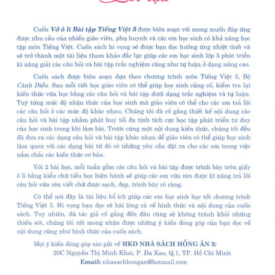 Vở Ô Li Bài Tập Tiếng Việt 5 (Bám Sát SGK Cánh Diều) (HA)