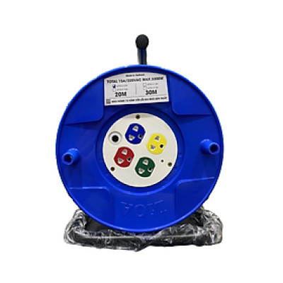 Ổ cắm kéo dài quay tay kiểu Rulo nhỏ LIOA QT20-2-15A 20m x 2 15A (mẫu mới 2022) - Hàng chính hãng