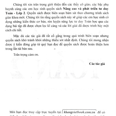 NÂNG CAO VÀ  PHÁT TRIỂN TƯ DUY TOÁN 2 (BIÊN SOẠN THEO CHƯƠNG TRÌNH MỚI)