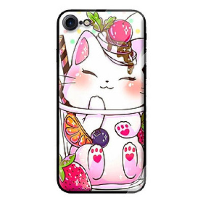 Ốp lưng kính cường lực cho iPhone 7 mèo 207 - Hàng chính hãng