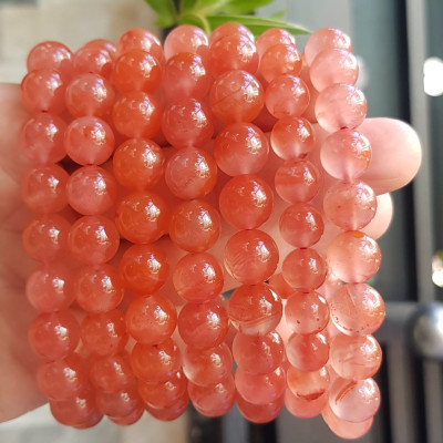Vòng đeo tay nữ chuỗi mới đá mã não hồng cam bóng mượt đẹp size vòng hạt 10mm nam nữ mệnh hỏa mệnh thổ đeo ạ