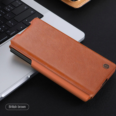 bao da chống sốc cho Samsung Galaxy Z Fold 6 trang bị nắp bảo vệ Camera và ngăn đựng S-Pen hiệu Nillkin Qin Pro (chất liệu da cao cấp, thiết kế thời trang cá tính) - Hàng nhập khẩu