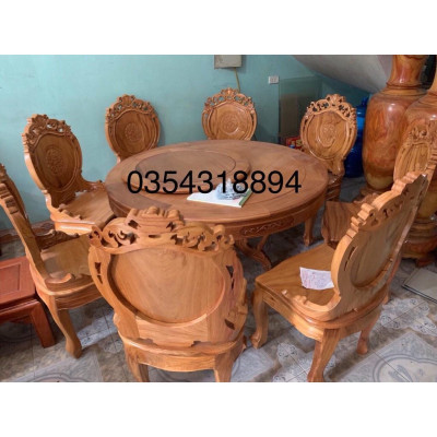 Bàn Ăn Tròn Gỗ Gõ Đỏ
