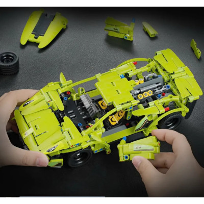 Bộ xếp hình Xe ô tô xanh SpeedCar Block, Xe lắp ráp 91004 - QMAN