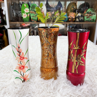 BÌnh hoa sơn mài - Bình mắt tre Cao Cấp thích hợp cắm hoa, trang trí kệ, bàn làm việc, quà tặng ý nghĩa