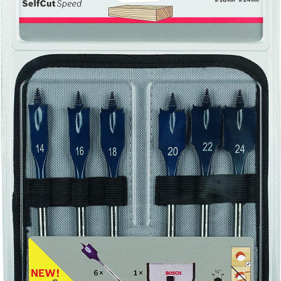 BỘ KHOAN GỖ ĐUÔI CÁ(14/16/18/20/22/24MM) BOSCH 2608595424 - HÀNG CHÍNH HÃNG