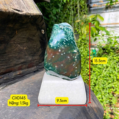 Trụ đá canxedon xanh nặng 1.5kg, cao 15.5cm, ngang 9.5cm - CXD145