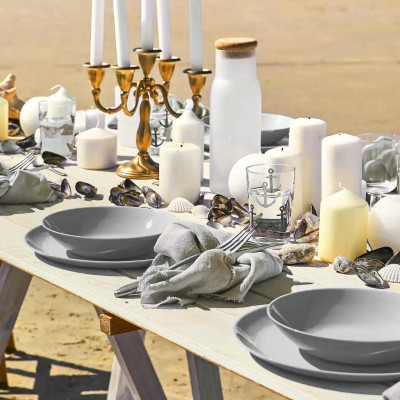 Bộ bát đĩa (tô, chén, dĩa) thủy tinh Luminarc Diwali Granit 12CT DW 12C, dùng lò vi sóng, máy rửa bát | Hàng chính hãng