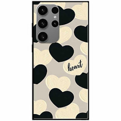 Ốp lưng cho Samsung S21 FE - S23 - S23 Plus - S24 - S24 Ultra - Tim Trắng Đen HEART - Hàng Chính Hãng