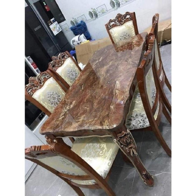 Bàn ghế ăn nhập khẩu 6 ghế vs bàn đá