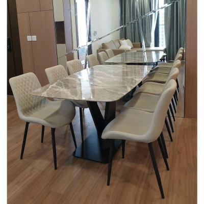 Bộ bàn ăn chân X 1m6 + 6 ghế Nelson Trám mặt đá ceramic bóng  Thương hiệu Nội Thất Bình Long 