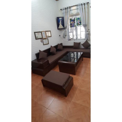 Bộ bàn ghế sô fa chân cong gỗ sồi nga