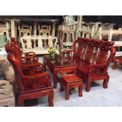 Bộ bàn ghế quốc đào tay 10 gỗ xà cừ 6 món