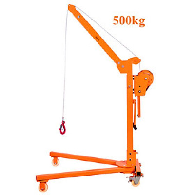 Cẩu tời quay tay 500kg ABG cao 240cm, cẩu di động mini hộ gia đình dùng thay cho palang xích kéo tay, móc cẩu xoay móc cẩu hàng chuyên dùng để nâng hạ