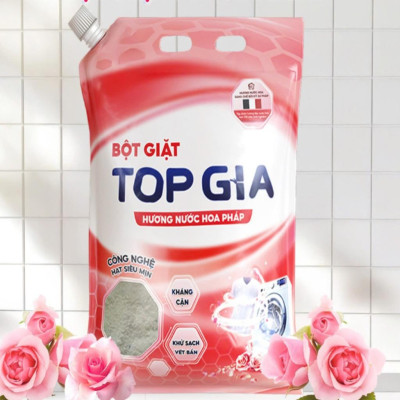 Bột Giặt TOPGIA Hương Nước Hoa Pháp, Nano Kháng Cặn, An Toàn Chăm Sóc Da Tay, Đánh Bay Vết Bẩn.