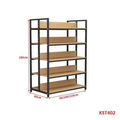 Kệ trưng bày sản phẩm, hàng hóa , kệ trang trí khung sắt mặt gỗ KST402 - Nội thất lắp ráp Viễn Đông Adv
